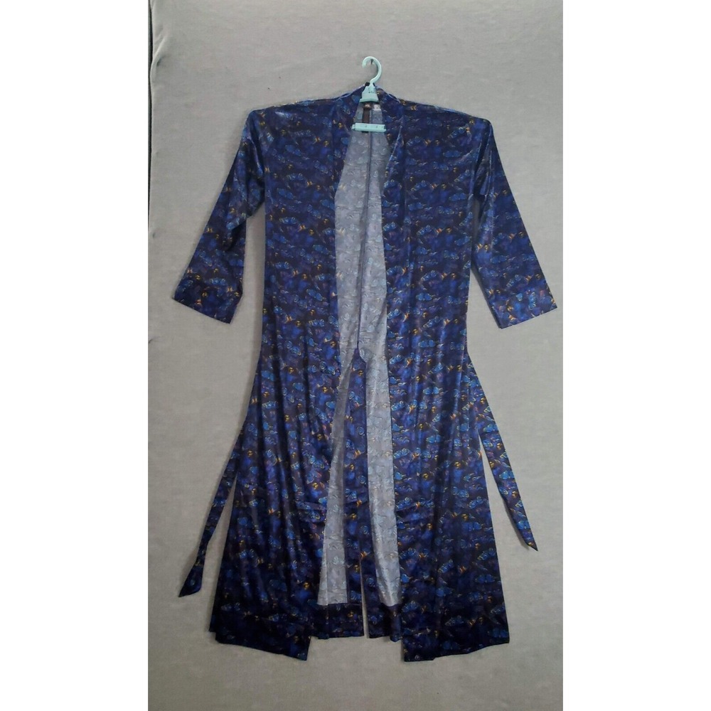 Savage x Fenty Women Sleepwear Small‎ Blue Butterfly Satin Robe